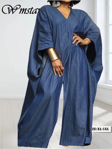 Women Long Sleeve Wide Leg V Neck  Bodysuit