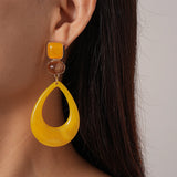 Phatbird Vintage Yellow Water Droplet Resin Dangle Earrings