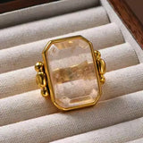 Square Natural Stone Crystal Ring