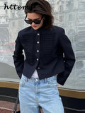 Phatbird Velvet-Spliced Napoleon Cropped Jacket