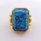 Square Natural Stone Crystal Ring