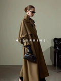 Phatbird belted longline khaki trench coat, double breasted - view 2