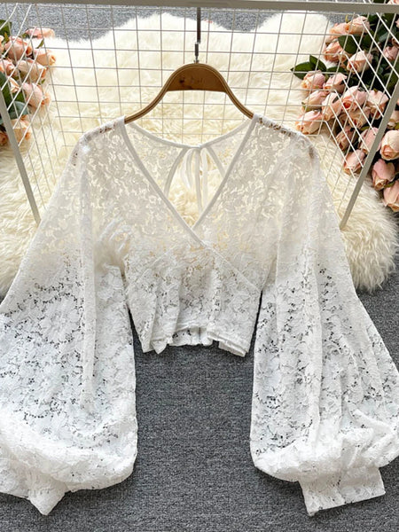 Phatbird Sexy V-Neck Lace Blouse