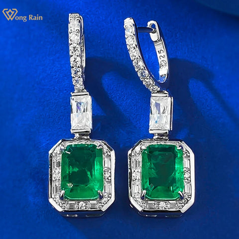 Phatbird Vintage Emerald & Diamond Silver Drop Earrings