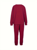 Phatbird Plus Size Casual Sports Hoodie Two-Piece Set Loose Long Sleeve