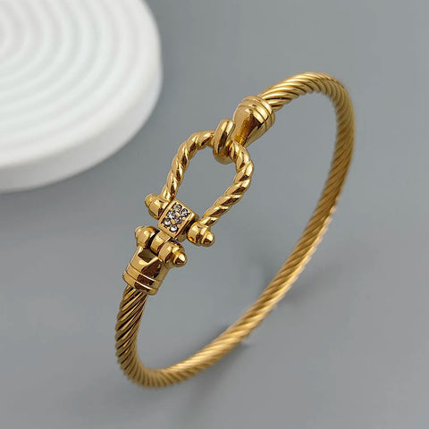 Phatbird Gold Plated Horseshoe Cable Bracelet