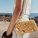 Phatbird Gold Crystal Stone Leather Clutch