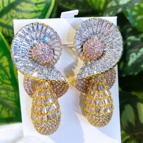 Missvikki Luxury Shiny Drop Pendant Earrings for Women Daily Trendy Original Girl Gift Bloom High Quality Korean Accessories