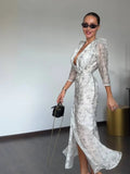 Phatbird Organza Floral Puff-Sleeve Maxi Gown