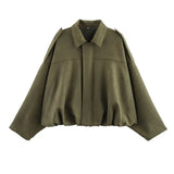 Suede Bomber Lapel Jacket