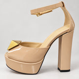 Phatbird buckle platform block heel sandals in apricot
