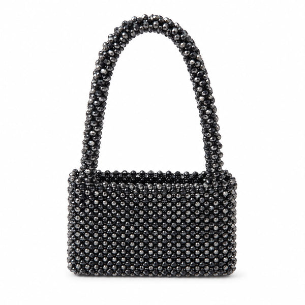 BEADED FLAP OVER BLACK BAG