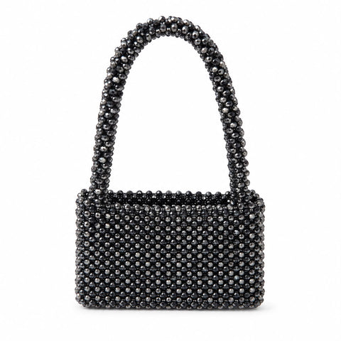 BEADED FLAP OVER BLACK BAG