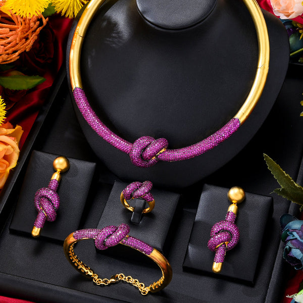 Silver & Black African 4PCS Bowknot Jewelry