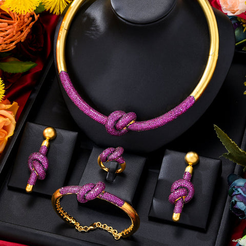 Silver & Black African 4PCS Bowknot Jewelry