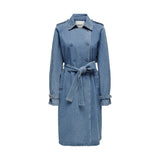 Women's Denim Trench Coat with Belt