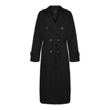 Women's Black Double-Breasted Trench Coat