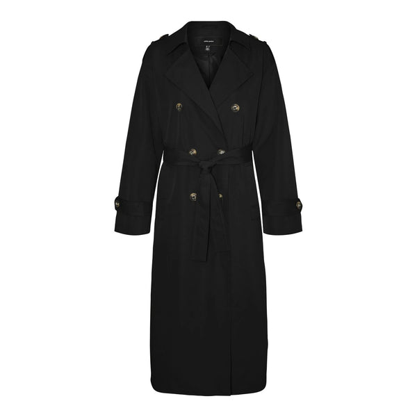 Women's Black Double-Breasted Trench Coat