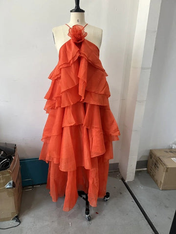 Phatbird Ruffle Smock Long Maxi Dress