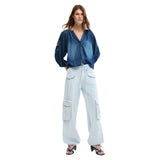Phatbird Ice Blue Lace-Up Wide-Leg Trousers