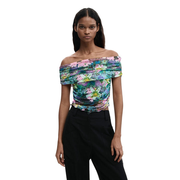 Phatbird Periwinkle Floral Short-Sleeve Boat-Neck Top
