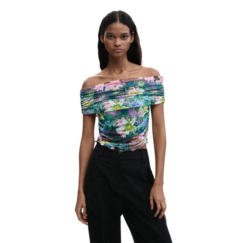 Phatbird Periwinkle Floral Short-Sleeve Boat-Neck Top