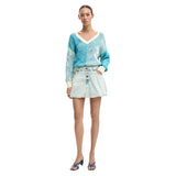 Phatbird Light Blue Button-Front Cotton Skirt