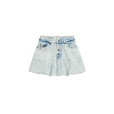 Phatbird Light Blue Button-Front Cotton Skirt