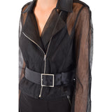 Phatbird Black Belted Zip-Front Lapel Blazer