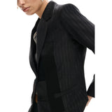 Slate Pinstripe Button-Front Smart Blazer