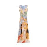 Phatbird Tangerine Floral Sleeveless Round-Neck Sundress