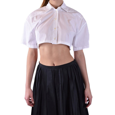 phatbird Crisp White Cotton Short Sleeve Blouse