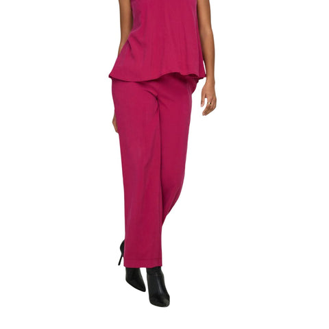 Phatbird Fuchsia Viscose Drawstring Wide-Leg Trousers