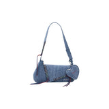 Powder Blue Cotton Zip Rectangular Clutch