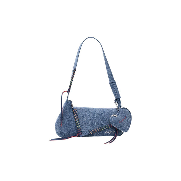 Powder Blue Cotton Zip Rectangular Clutch