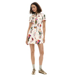 Phatbird Blush Floral Button-Front Short-Sleeve Shirt Dress