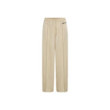 Phatbird Beige Wide-Leg Satin Trousers