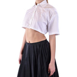 Phatbird Crisp White Cotton Short Sleeve Blouse