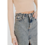 Phatbird Denim Button-Fly Straight Skirt