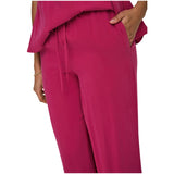 Phatbird Fuchsia Viscose Drawstring Wide-Leg Trousers