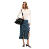 Phatbird Cobalt Lyocell Bloom Midi Skirt