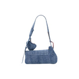 Powder Blue Cotton Zip Rectangular Clutch