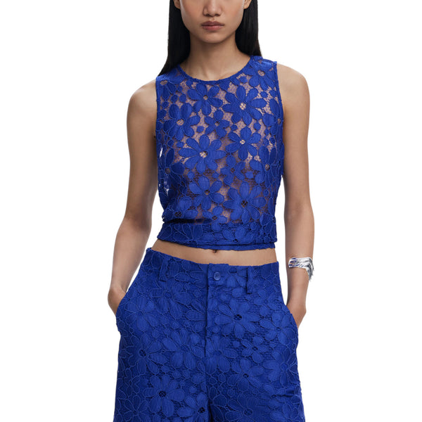 Electric Blue Strap Round-Neck Polyester Vest