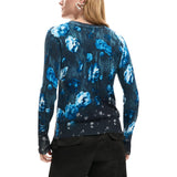 Noir Floral Viscose Round-Neck Long-Sleeve Knit