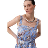 Phatbird Blue Floral Square-Neck Strap Dress