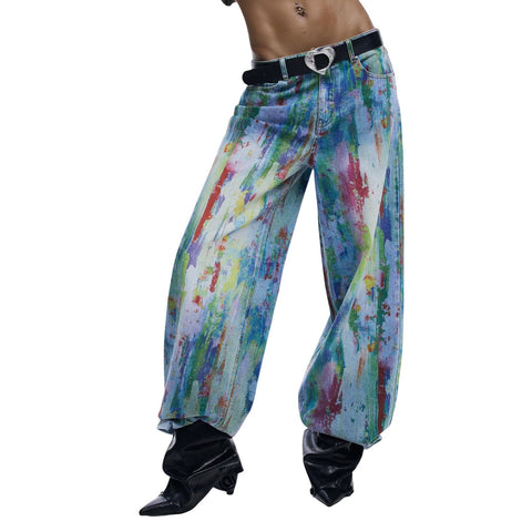 Phatbird Indigo Print Zip-Button Slim Jeans