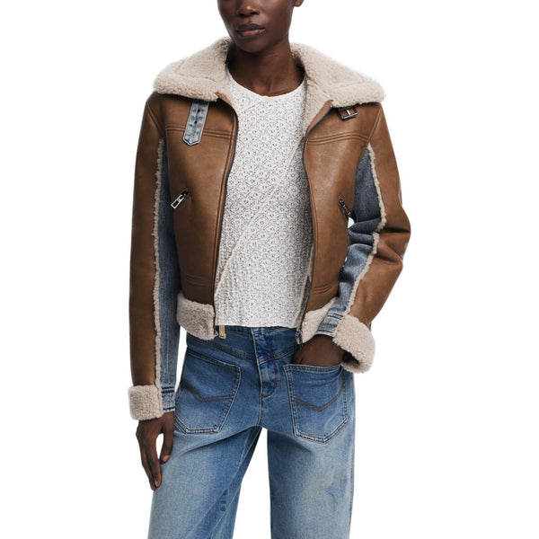 Desigual Faux Leather-Look Zip Blazer