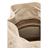 Taupe Lace-Up Roomy Canvas Shopper