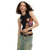 Phatbird Jet Floral Sleeveless Stretch Cami Top