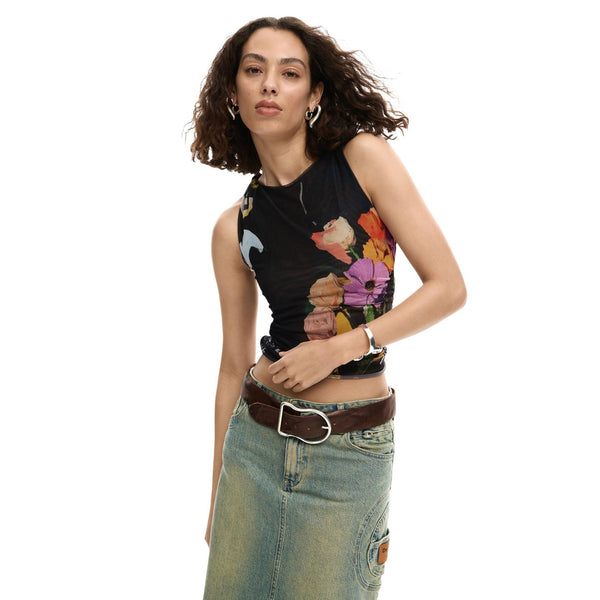 Phatbird Jet Floral Sleeveless Stretch Cami Top